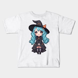 Anime girl witch Halloween Kids T-Shirt